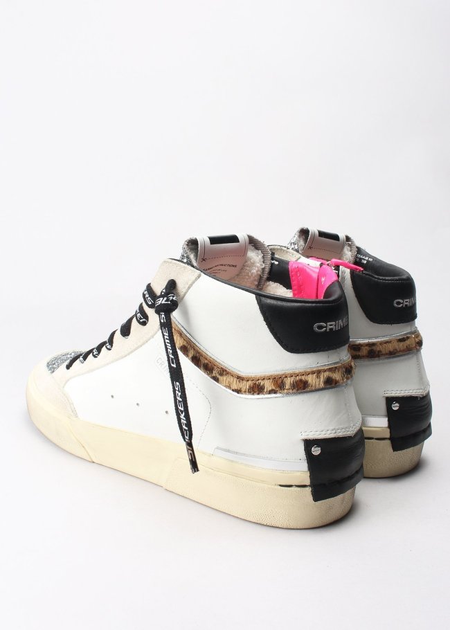 deportiva botin blanco gliter plata