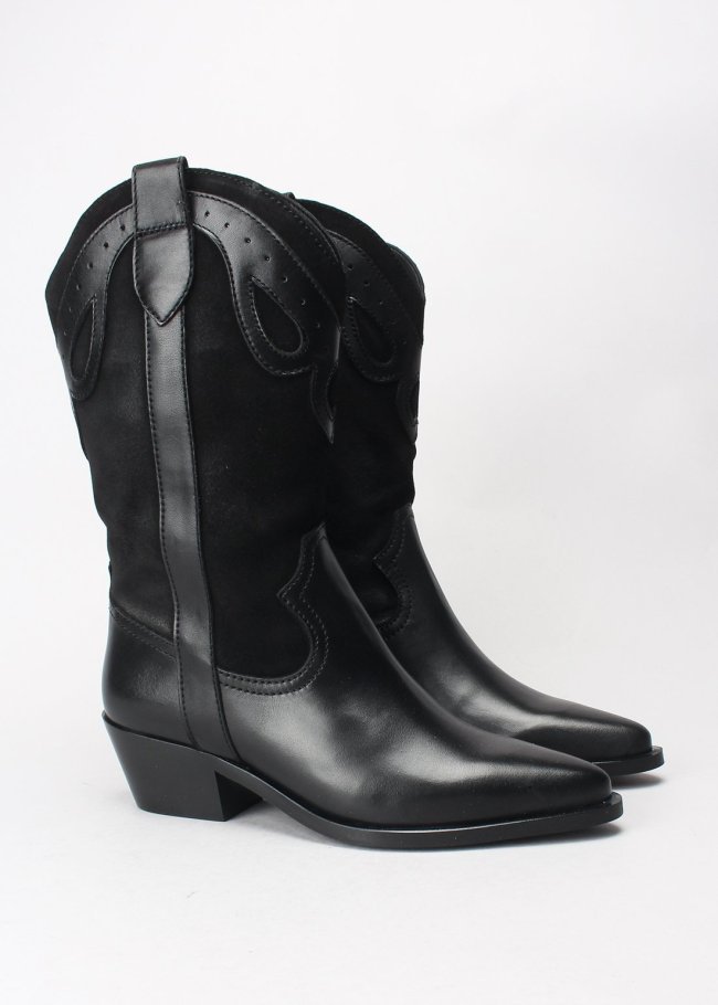 bota piel negro serraje negro