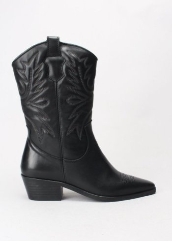 bota pespunte piel negro