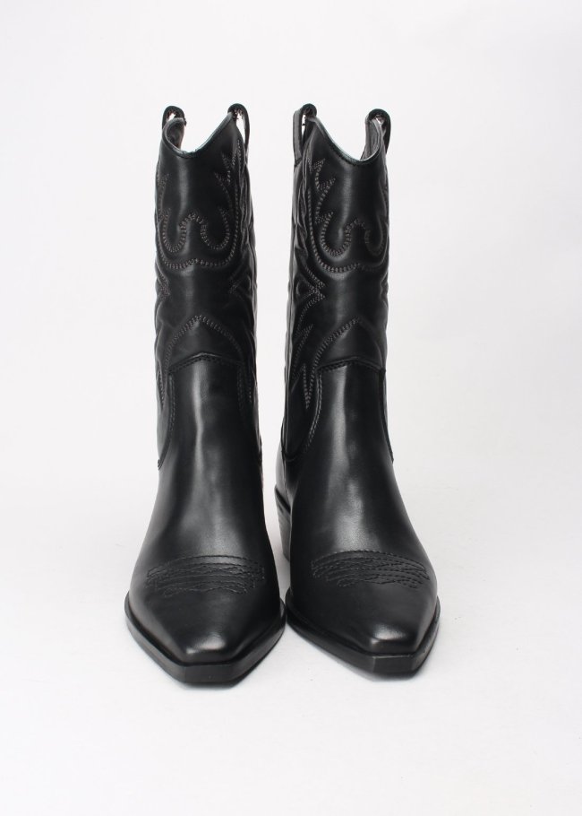 bota pespunte piel negro