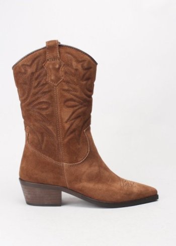 bota pespunte serraje marron