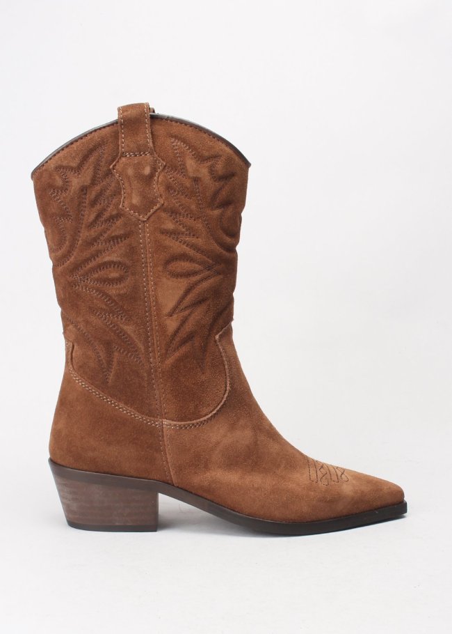 bota pespunte serraje marron