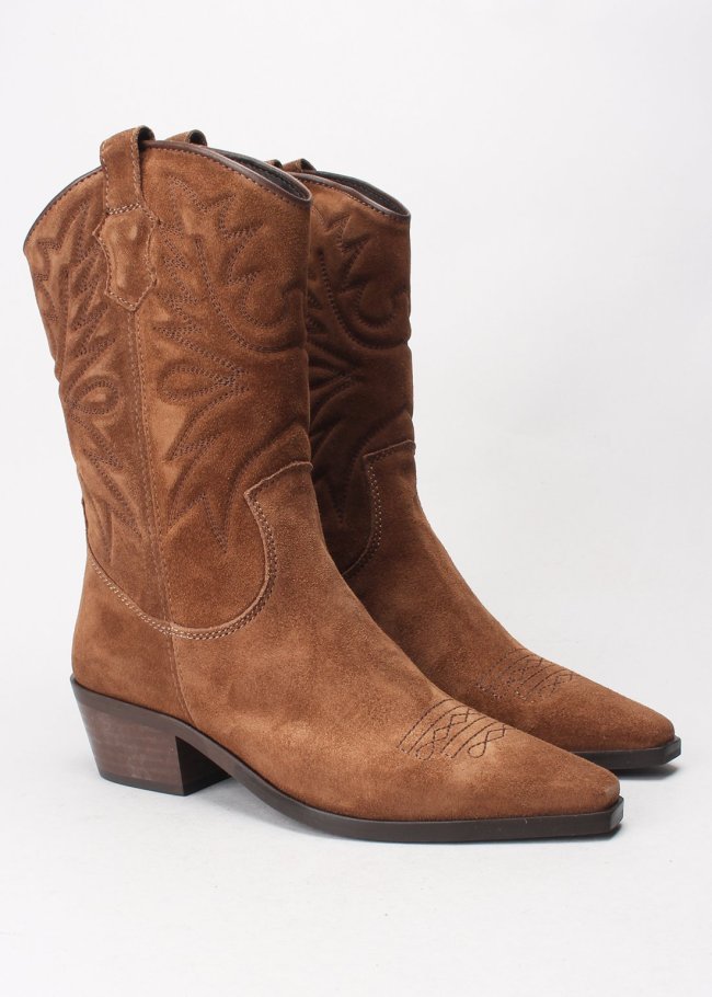 bota pespunte serraje marron