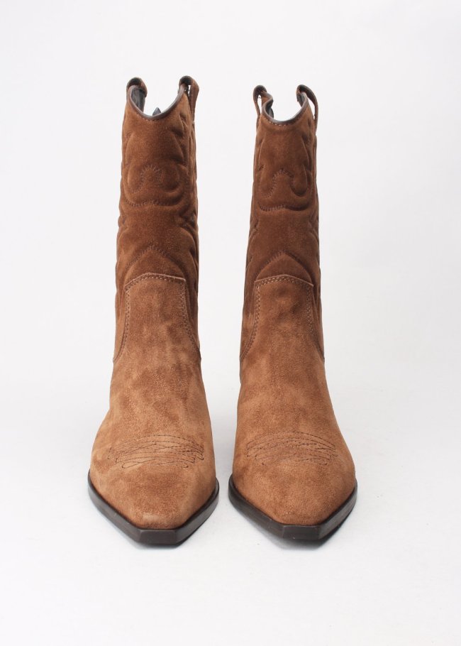 bota pespunte serraje marron