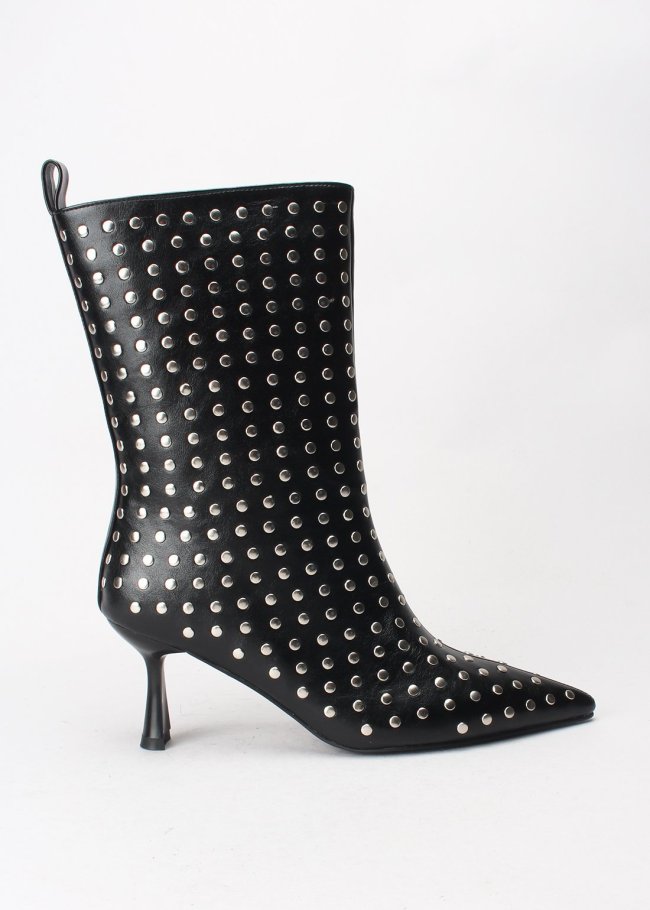 botin tachas lycra pu negro