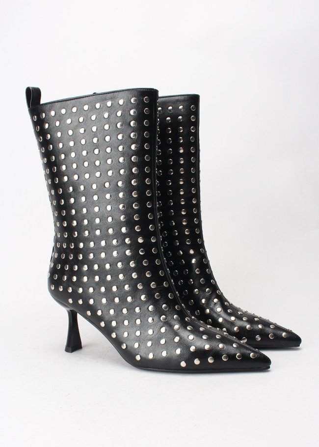 botin tachas lycra pu negro