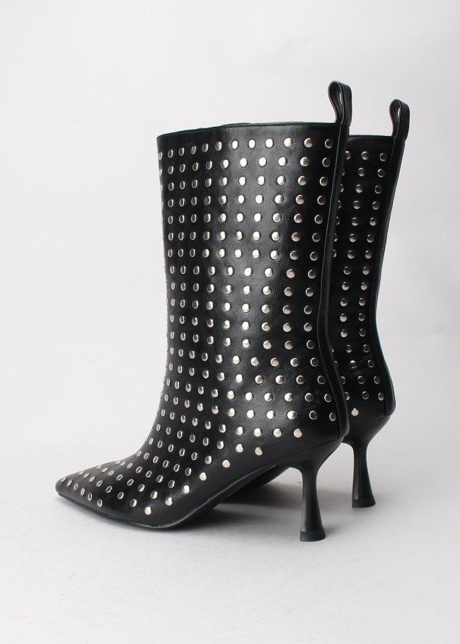 botin tachas lycra pu negro