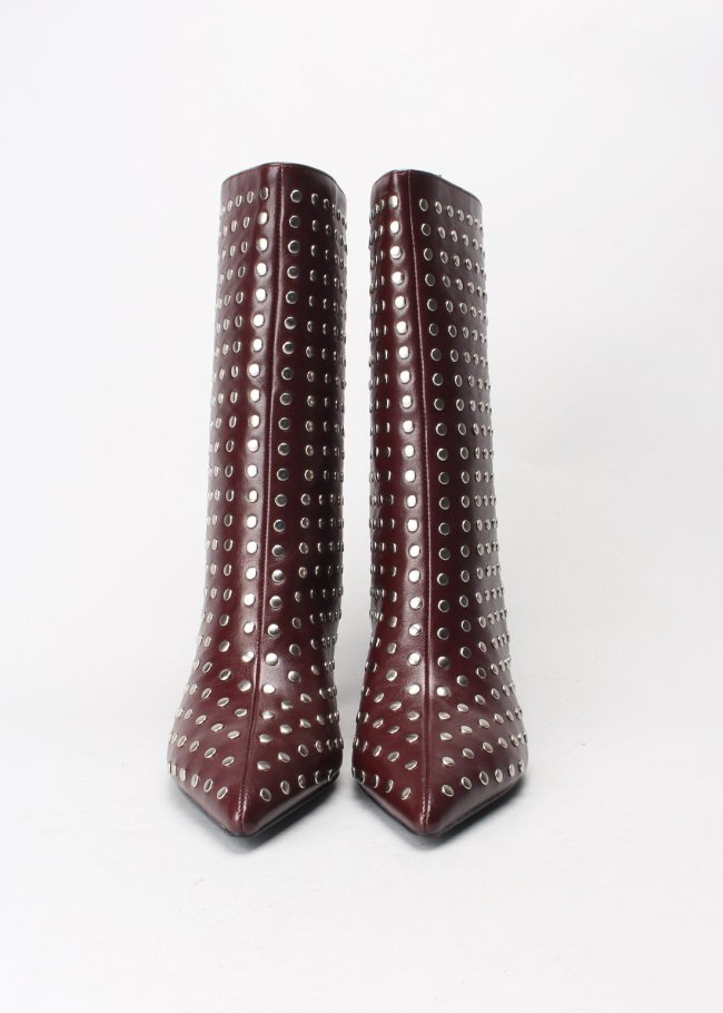 botin tachas lycra pu burdeos