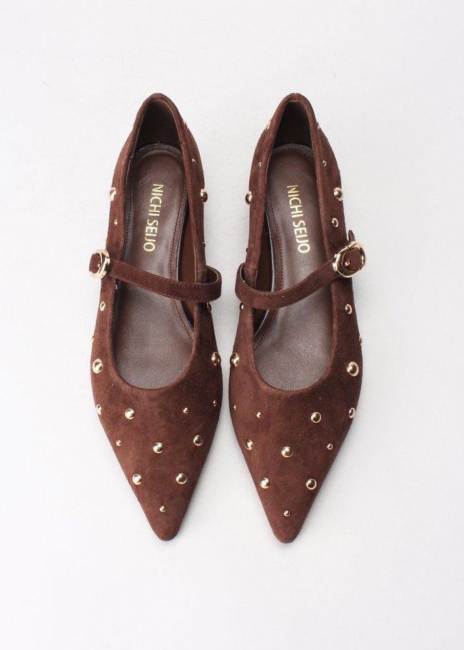 mary jane ante marron tacha oro