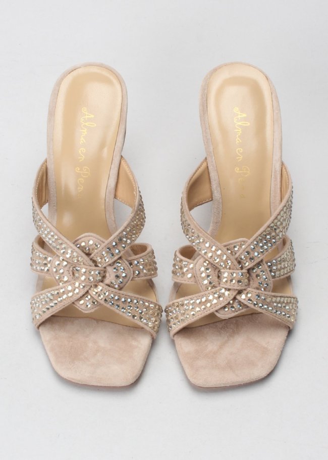 sandalia piedras suede vison