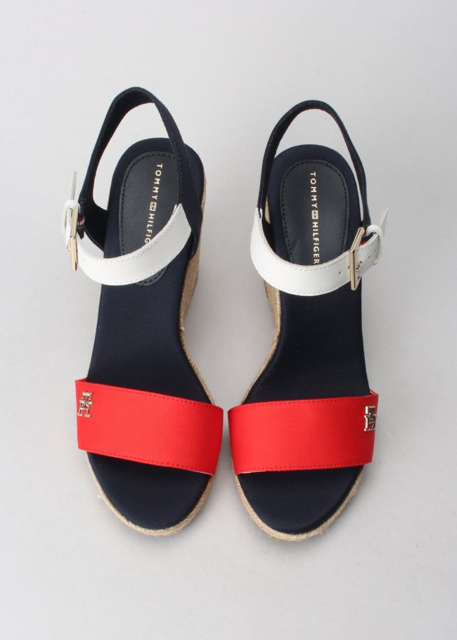 sandalia stripes wedge red white blue