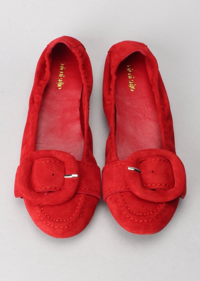 bailarina hebilla ante rojo