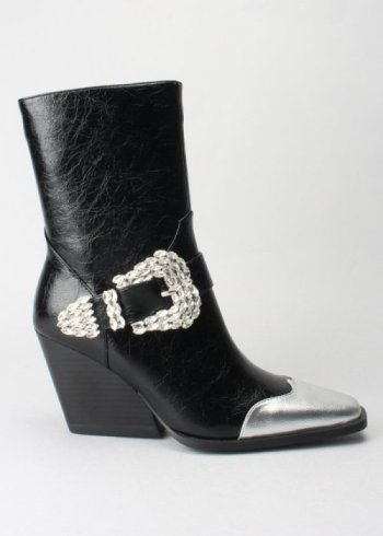 botin negro hebilla piedras