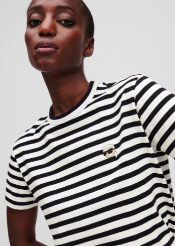 ikon stripe boxy t-shirt negro