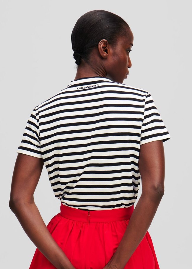 ikon stripe boxy t-shirt negro