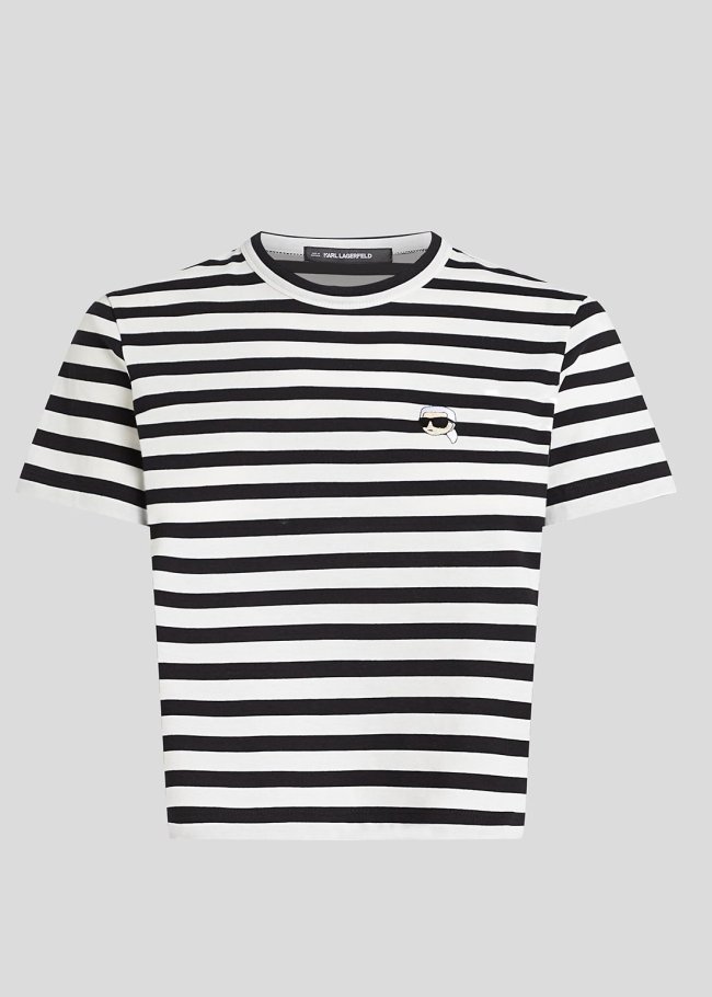 ikon stripe boxy t-shirt negro