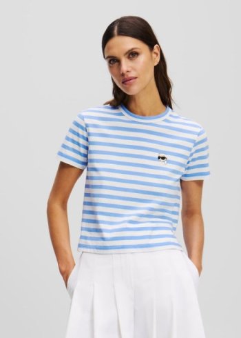 ikon stripe boxy t-shirt azul