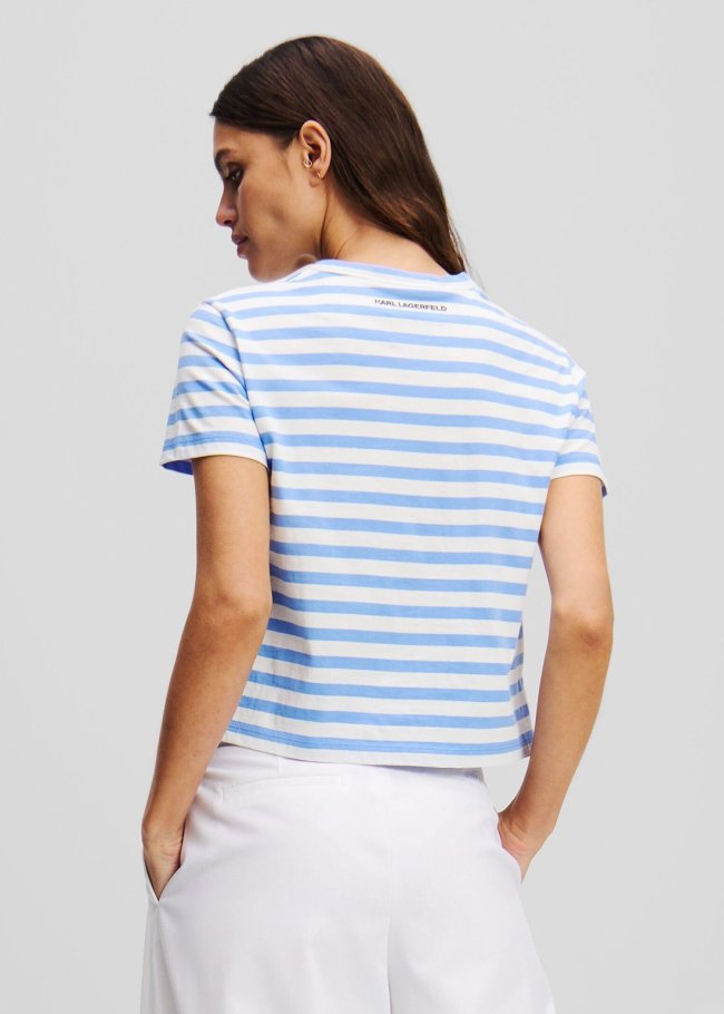 ikon stripe boxy t-shirt azul