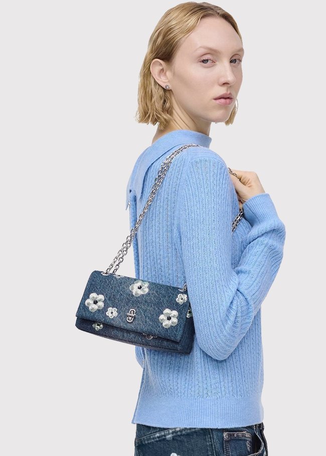 the dual chain mini bag vintage indigo